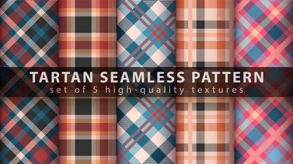 Sticker - Set classic tartan seamless pattern.