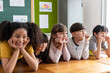 © JR-50 - Diversity group of children  smiling happily in the classroom.