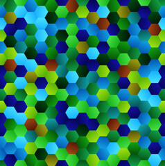 Poster - blue and green abstract hexagons seamless background