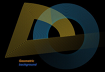 Fototapete - abstract geometric background with lines in circle and triangle