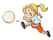 Soccer girl kicking a ball