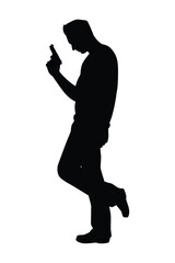 Wall Mural - Gangster boy with pistol gun silhouette vector on white background