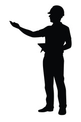 Canvas Print - Engineer silhouette vector on white background