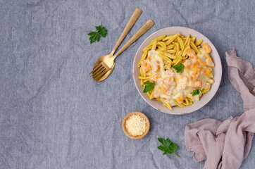 Wall Mural - Pasta with pumpkin in white sauce