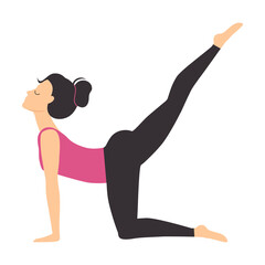 Sticker - Girl Doing Yoga Stretching Exercise, Slim Sporty Young Woman Practicing Yoga Asana Flat Style Vector Illustration