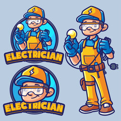 electrician 2 Mascot Logo Template