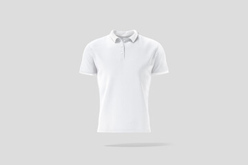 Wall Mural - Blank white polo shirt mock up, gray backgound