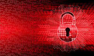 closed padlock on digital background, cyber security