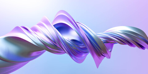 Wall Mural - colourful twisted shape with metallic surface 3d render illustration