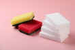 melamine and conventional sponges for kitchen and cleaning a house