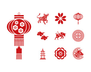 Canvas Print - bundle of ten chinese new year 2021 set icons