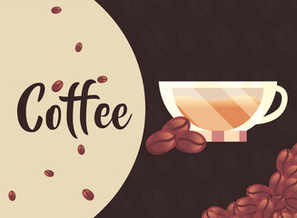 Poster - coffee cup with beans vector design