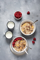 Canvas Print - Healthy granola mix with rasberry