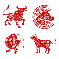 Poster - bundle of four chinese new year 2021 set icons