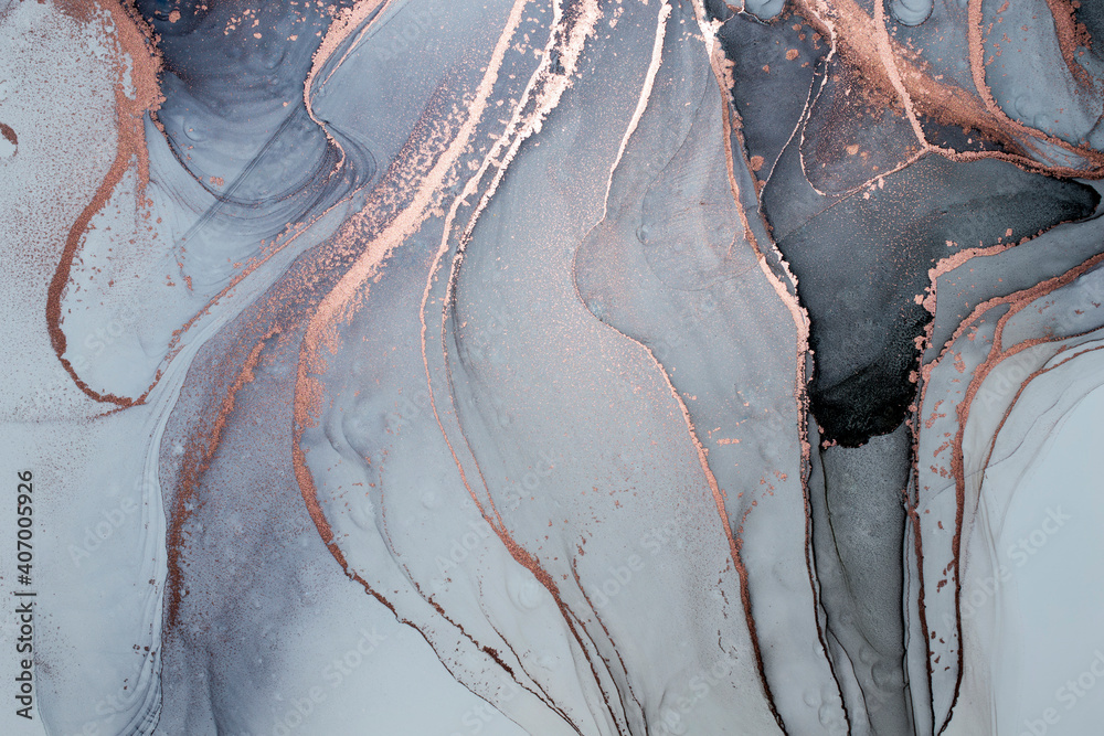 Luxury abstract fluid art painting in alcohol ink technique, mixture of ...