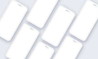 Realistic Mobile Phone Neomorphism Template Mockup Vector in Perspective