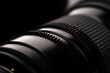 Macro Lens Close Up. lens on dark background. Macro photo.