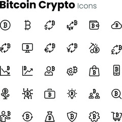 Wall Mural - Bitcount crypto currency icon set