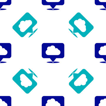 Blue Location cloud icon isolated seamless pattern on white background. Vector.