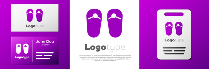 Wall Mural - Logotype Flip flops icon isolated on white background. Beach slippers sign. Logo design template element. Vector.