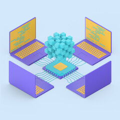 Fototapete - Big Data isometric 3d concept.
Isometric Digital Technology Web Banner. BIG DATA Machine Learning Algorithms. Analysis and Information. Big Data Access Storage Distribution Information Management and 