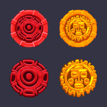 Set Of Vector Signs Symbol Aztecs Maya Culture.