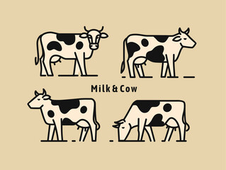 Wall Mural - Four Cow linear style icon