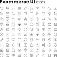 Wall Mural - Ecommerce app and web ui icon set