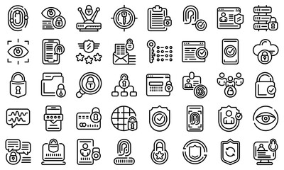Poster - privacy icons set. outline set of privacy vector icons for web design isolated on white background