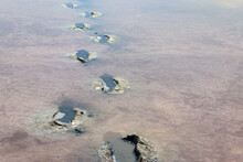 Human Footprints In The Curative Mud Of Pink Salt Syvash Lake In Kherson Region, Ukraine
