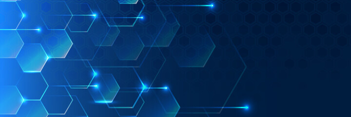 Poster - High tech design concept. Futuristic business layout. Digital poster templates. Medical, technology or science design. Vector banner design with hexagons abstract background.