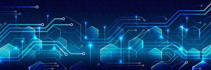 Poster - Digital poster templates. Medical, technology or science design. Vector banner design with hexagons abstract background. High tech design concept. Futuristic business layout.