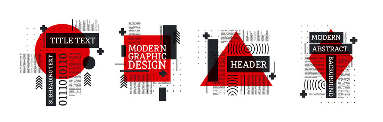 Leinwandbilder - vector illustration creative modern frames. stylish graphics with elements of typography red abstract shape. element for design business cards, invitations, gift cards, flyers and brochures