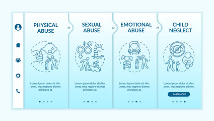 children abuse at home onboarding vector template. physical violence. sexual assault. emotional trau