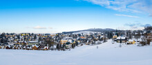 Panorama View Of Christmas Village Seiffen In Winter Saxony Germany Ore Mountains.
