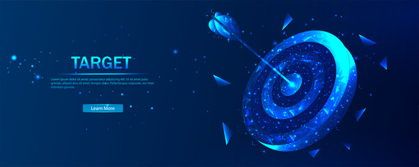 Poster - Target. A target consisting of polygons. target in a futuristic polygonal style with a skeleton, low-poly triangles. 