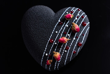 Sticker - Cake with berries in the shape of heart on Valentine's Day