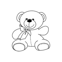 vector hand-drawn illustration of a cute teddy bear. gift toy for valentines day, birthday, christma