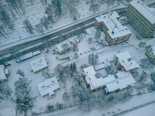 Wall Mural - Aerial view of Helsinki city. in winter, Sky and colorful buildings.