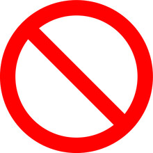 Prohibited And Forbidden NO Red Circle With Slash Sign On Transparent Background.