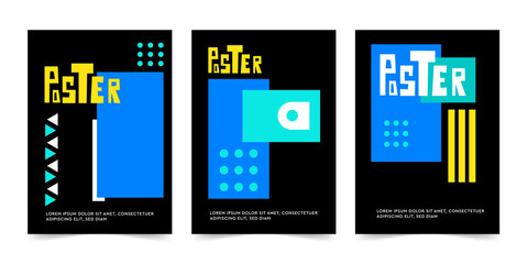 Wall Mural - Poster template, Company identity brochure template collection. Business presentation vector A4. Corporate report cover abstract geometric illustration design layout bundle. Abstract art