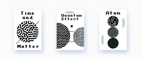 Poster - Abstract geometric background with minimal composition of shapes and forms. Science, quantum mechanics and physics concept.