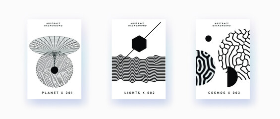 Poster - Abstract geometric background with minimal composition of shapes and forms. Science, quantum mechanics and physics concept.