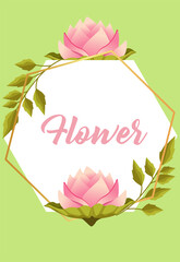 Sticker - beautiful flowers garden lettering poster with roses and leafs circular frame