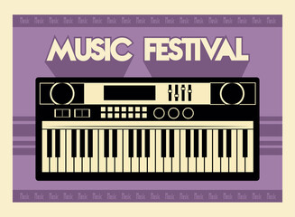 Poster - music festival lettering poster with piano