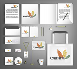 Wall Mural - Corporate identity template with abstract and floral decor elements. Fashionable textures and strokes.