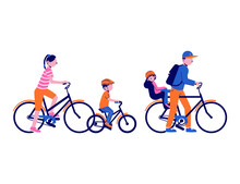 Family Cycling Illustration