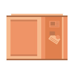 Sticker - box wooden packing postal service isolated style