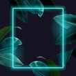 Tropical elegant frame arranged from exotic emerald leaves