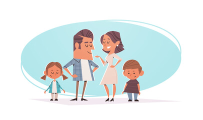 Wall Mural - happy parents with children standing together friendly family concept horizontal full length vector illustration